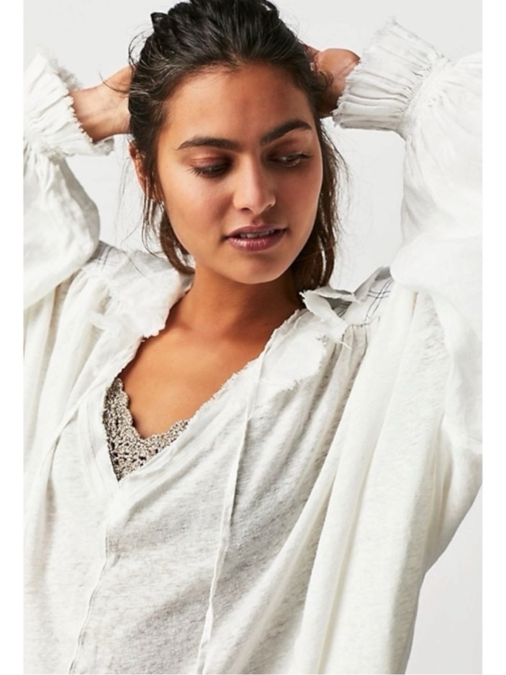 Free People Edwardian Romantic Ethereal Ally  Tunic in Optic White Medium NEW - Picture 4 of 15